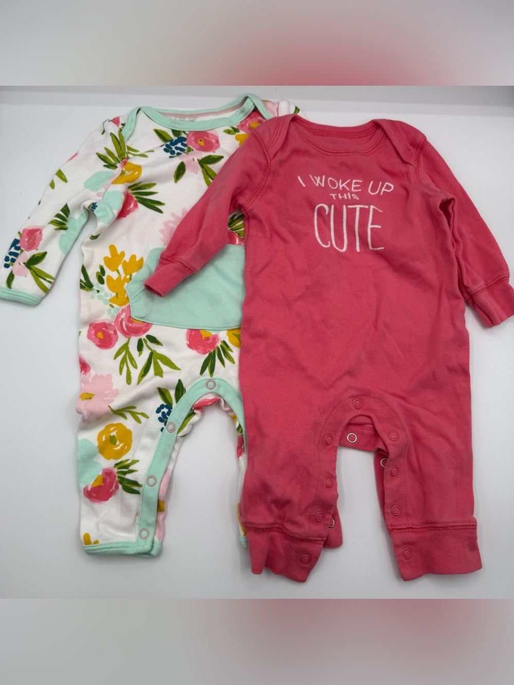 3 Month Newborn Girl Long-Sleeve Bodysuit Bundle (2 pcs)